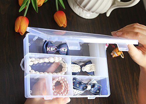 2 Pack 24 Grids Plastic Storage Box Jewelry Earring Tool Containers Organizer