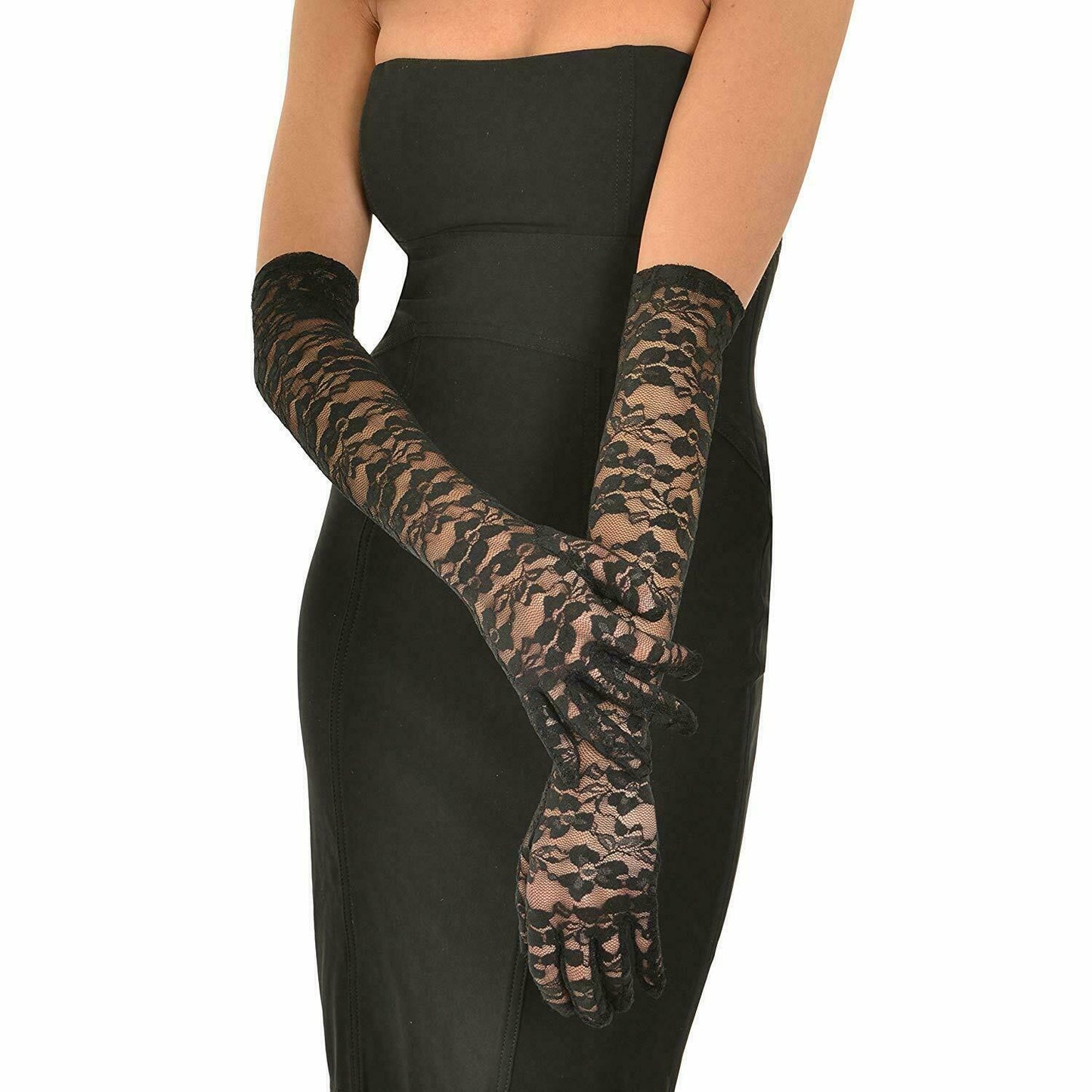 US Sexy Lace Gloves Thin Long Bride Wedding Party Arm Elbow Prom Driving 19.7''