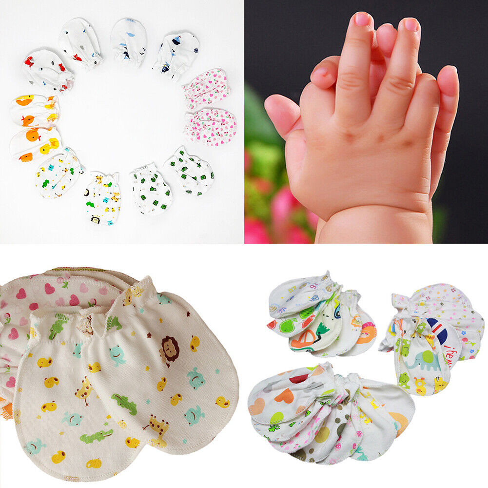 US 6-12 Pairs Baby Infant Anti-scratch Cotton Mittens Gloves Handguard 0-6 Month