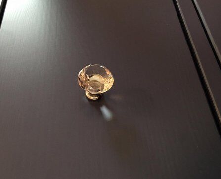 10Pcs Crystal Glass Cabinet Knob Diamond Shape 30mm Drawer Cupboard Handle Pull