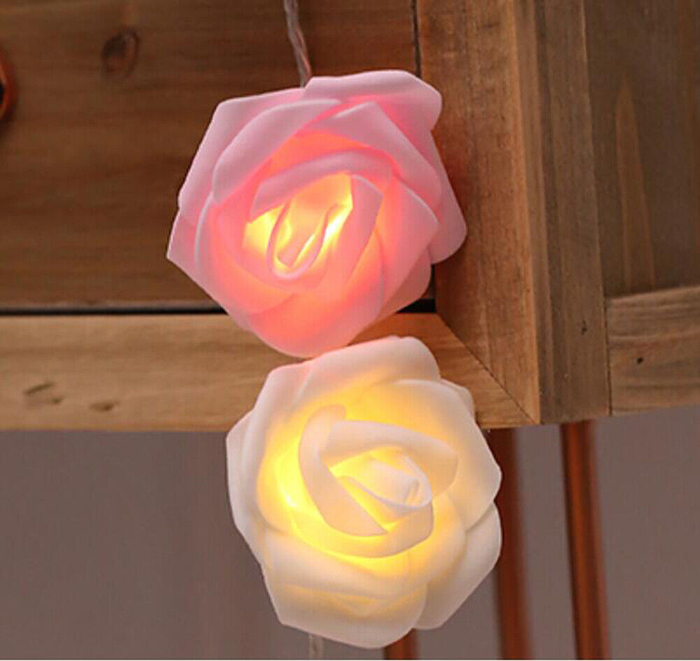 9.84 Ft 20 LED Rose Flower Lights String Battery Operated Wedding Home Party US