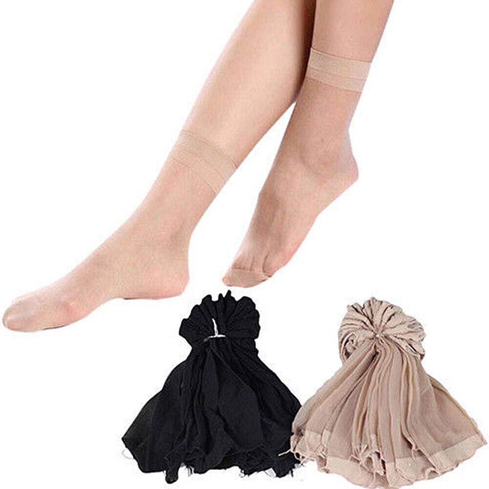 10-20 Pairs Women Nylon Elastic Short Ankle Sheer Stockings Silk Short Socks USA