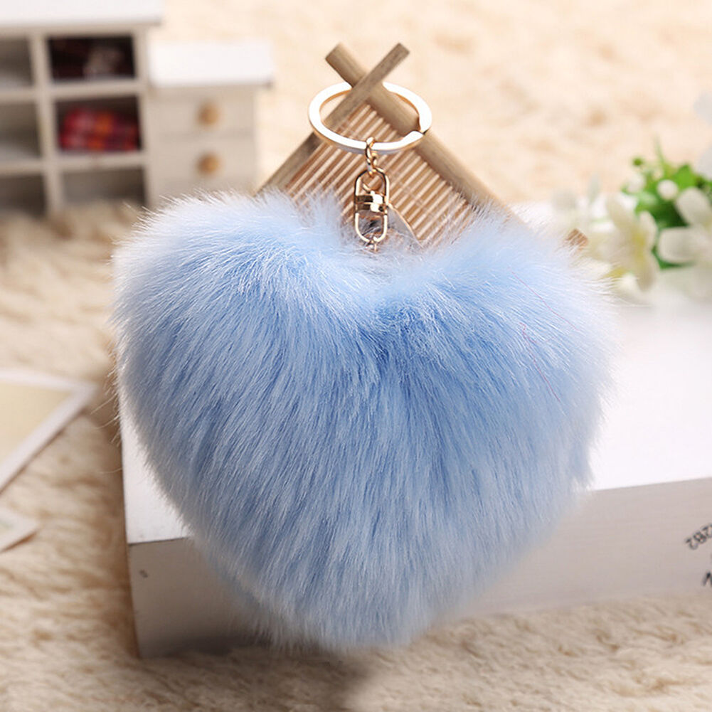 Bunny Rabbit Doll Heart Pom Phone Car Pendant Handbag Key Chain Ring Fine