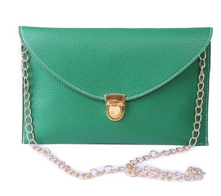 Fashion Leather Envelope Clutch with Drop-in Chain Shoulder Strap