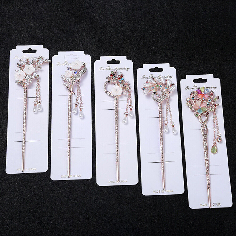 US Vintage Chinese Style Rhinestone Hair Chopsticks Stick Hairpin Chignon Pin