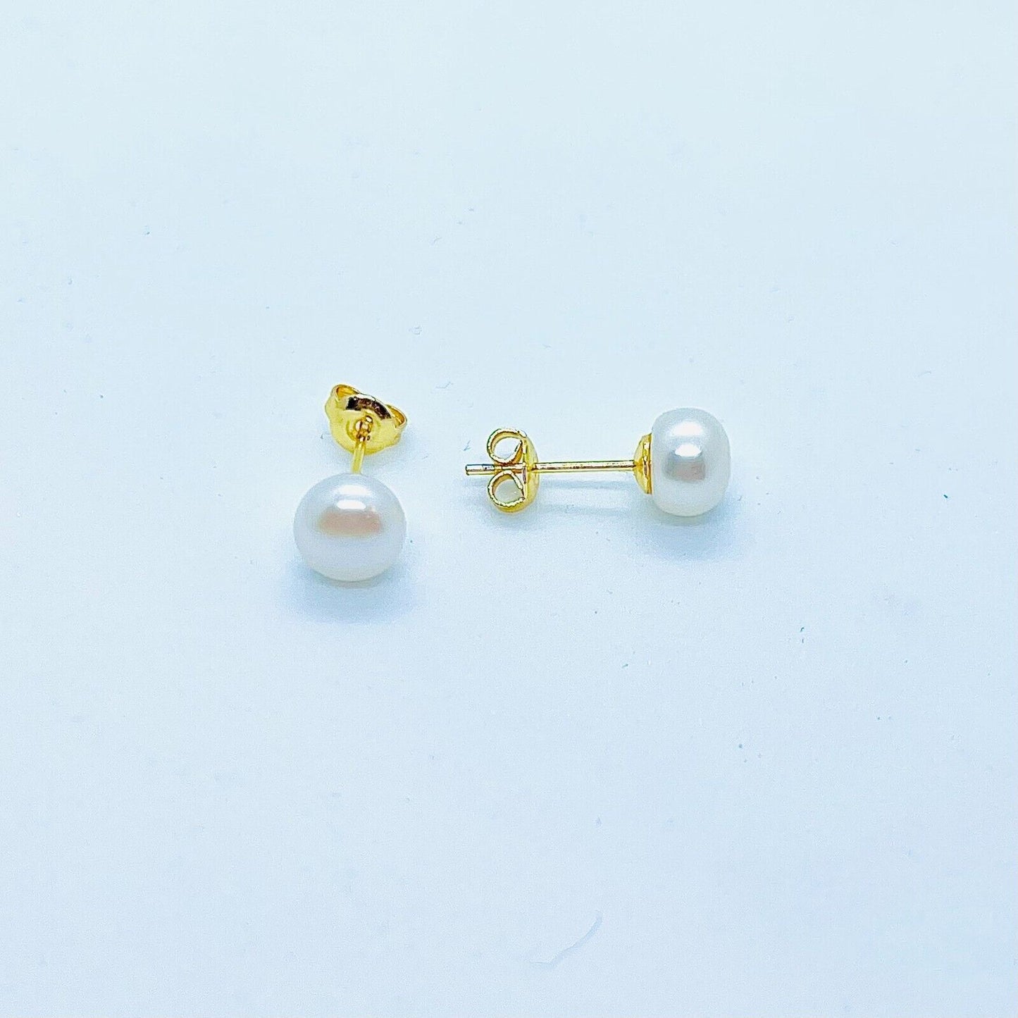 US Real Freshwater Cultured Button AA Pearl Earring Studs High Luster Gift Women