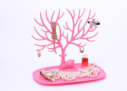 US Jewelry Deer Tree Stand Display Organizer Necklace Ring Earring Holder Rack