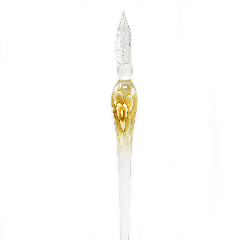 US 3D Glass Signature Pen Nib Elegant Crystal Dip Sign Pen w/ Box Gift Holiday