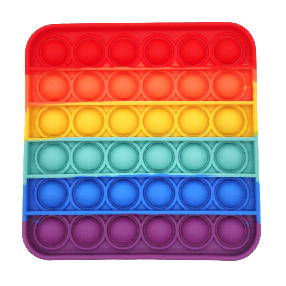 US Push Pop Bubble Silicone Sensory Fidget Rainbow Toy Autism Stress Relief Game