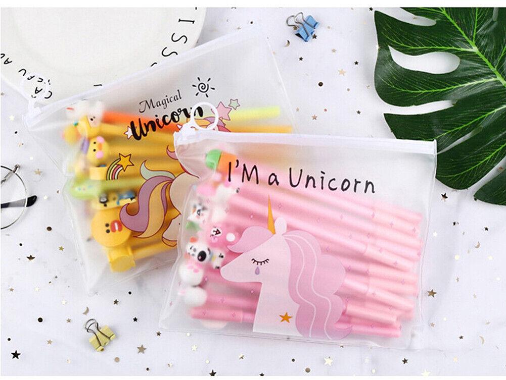 US 20pcs/lot Cute Office School Accessories 0.5mm Pen Gel Pens + Organizer Bag