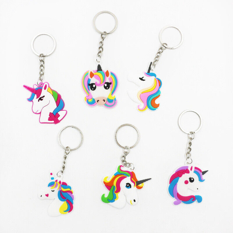 US 48Pcs PVC Unicorn Horse Keychain Keyring Handbag Key Ring Bag Charm Pendant