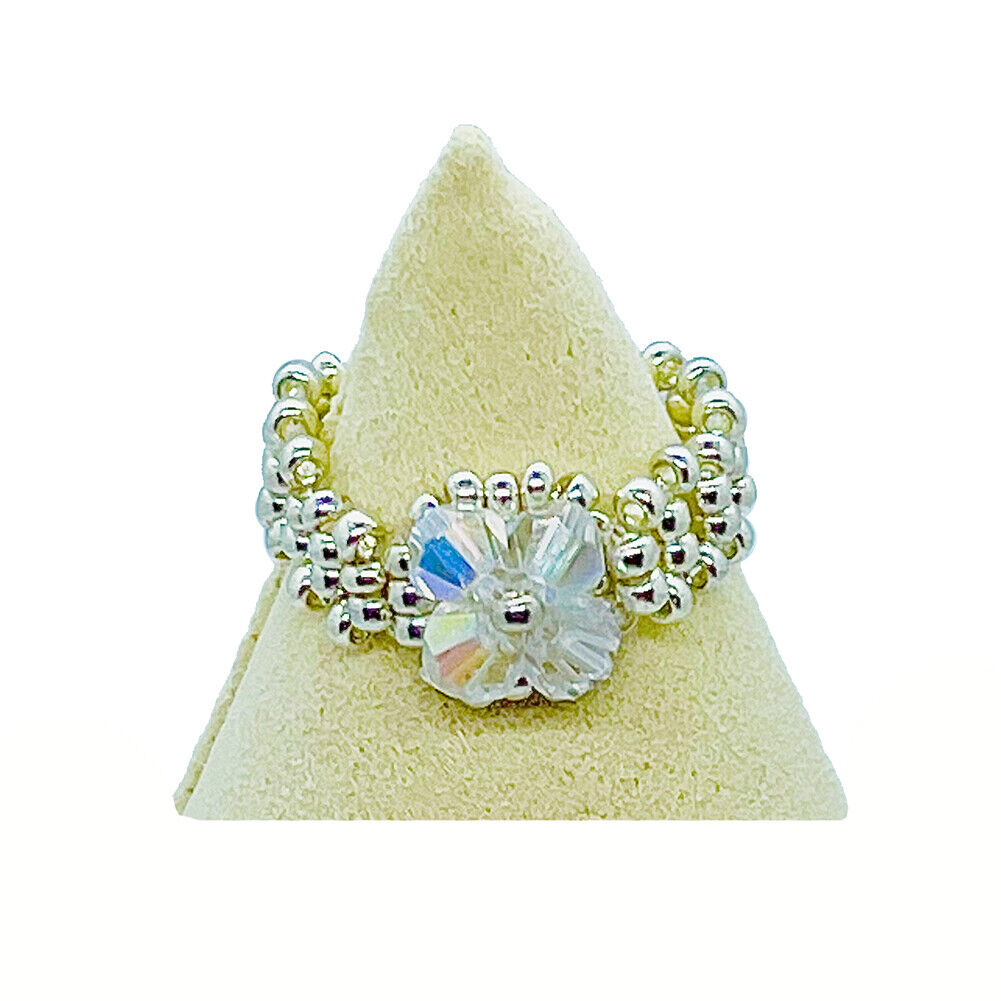 Magik Custom Flower 3D 4-Petal Flower Floral Luxury Ring Women Girl Holiday Gift
