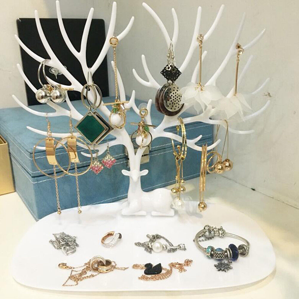 US Jewelry Deer Tree Stand Display Organizer Necklace Ring Earring Holder Rack