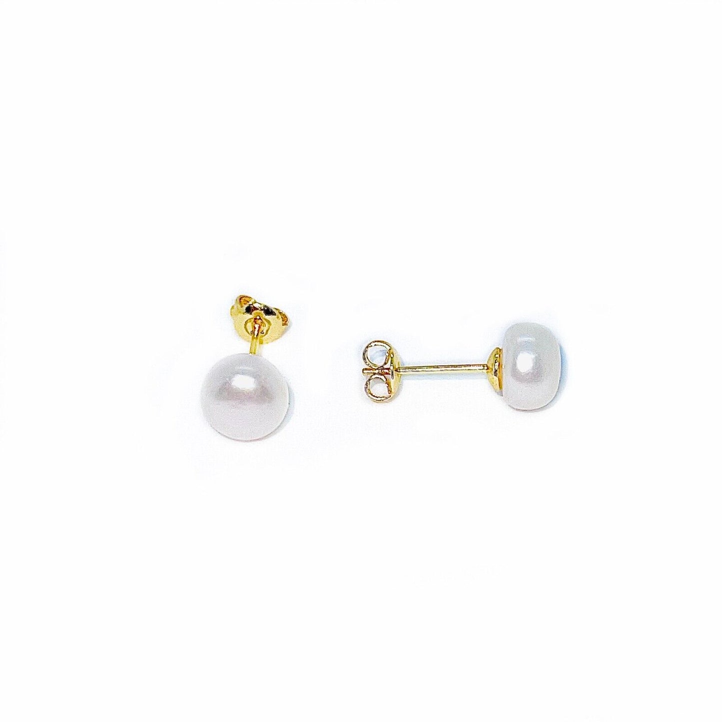 US Real Freshwater Cultured Button AA Pearl Earring Studs High Luster Gift Women