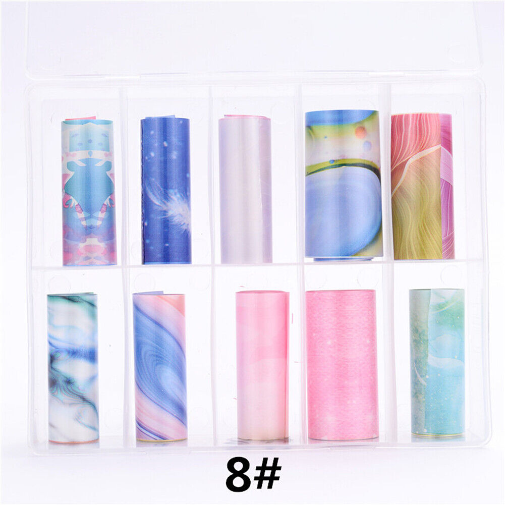 US 10 Sheets Galaxy/Marble/Flower Nail Decal Nail Art Transfer Sticker Decor