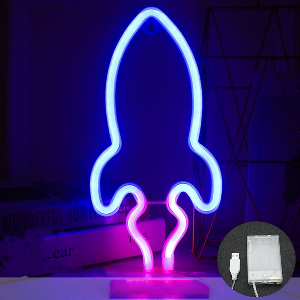 US Battery USB LED Neon Light Wall Signs Night Home Decoration Holiday Kid Gift