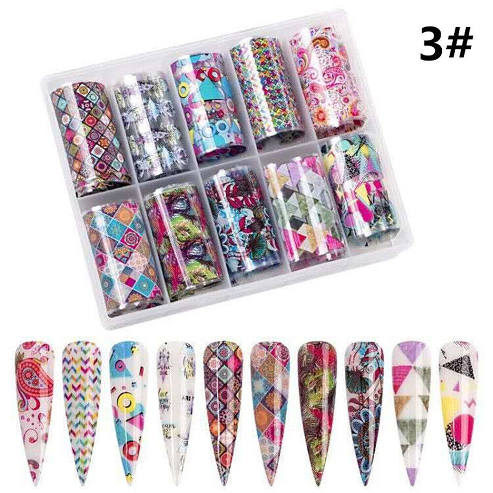 US 10 Sheets Galaxy/Marble/Flower Nail Decal Nail Art Transfer Sticker Decor