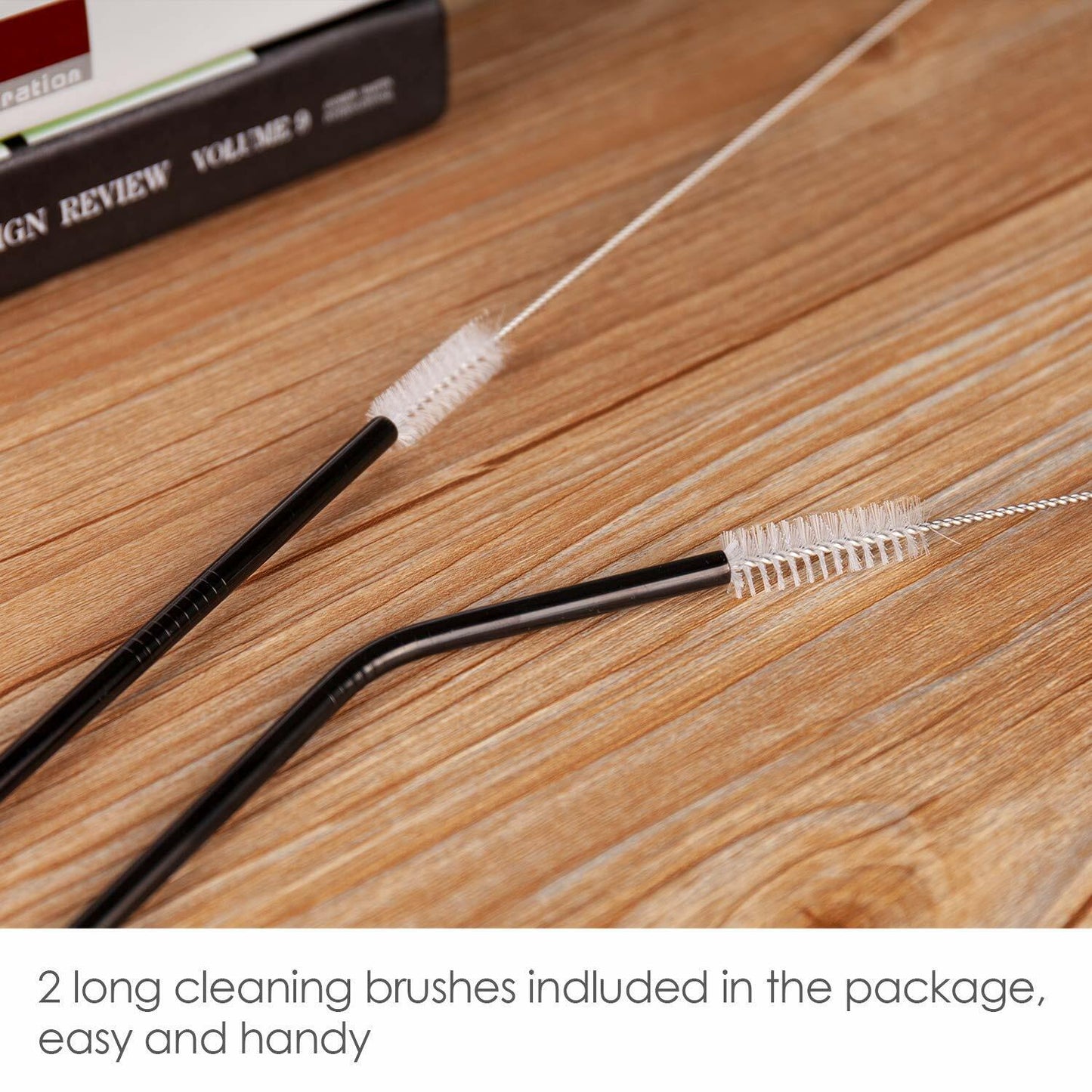 US 8pcs 10.5" Stainless Steel Ultra Long Metal Cocktail Straw + 2 Cleaner Brush