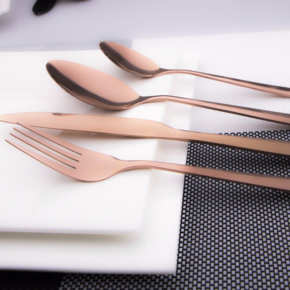 4Pcs Flatware Rainbow Dinnerware Stainless Steel Tableware Set Fork Spoon Knife