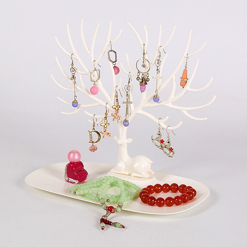 US Jewelry Deer Tree Stand Display Organizer Necklace Ring Earring Holder Rack