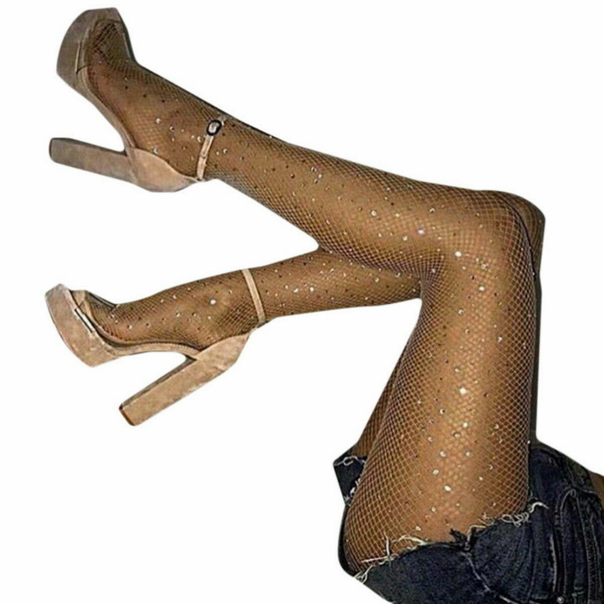 US Sexy Fishnet Stockings Gorgeous Sparkle Rhinestone Pantyhose Slim Club Party