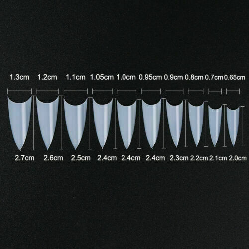 US 500-1000Pcs Stiletto French False Fake Acrylic Nail Tips Coffin Nails Long