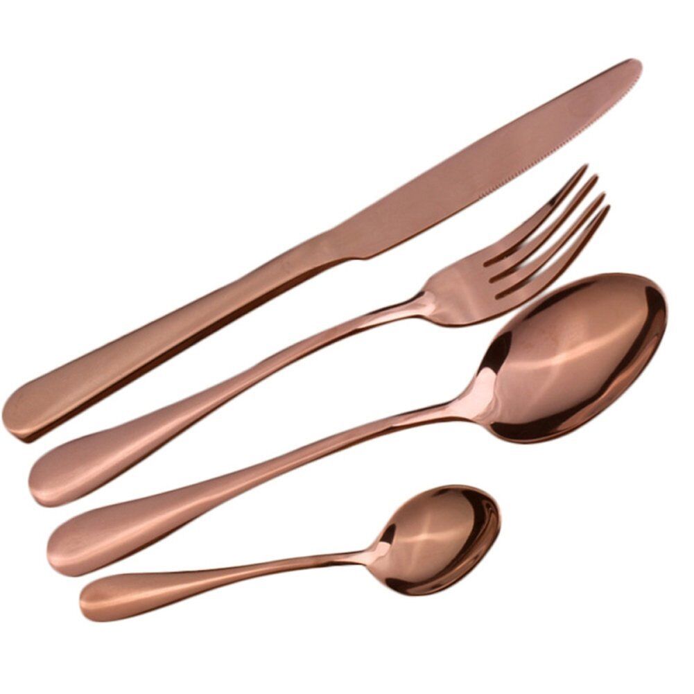 4Pcs Flatware Rainbow Dinnerware Stainless Steel Tableware Set Fork Spoon Knife
