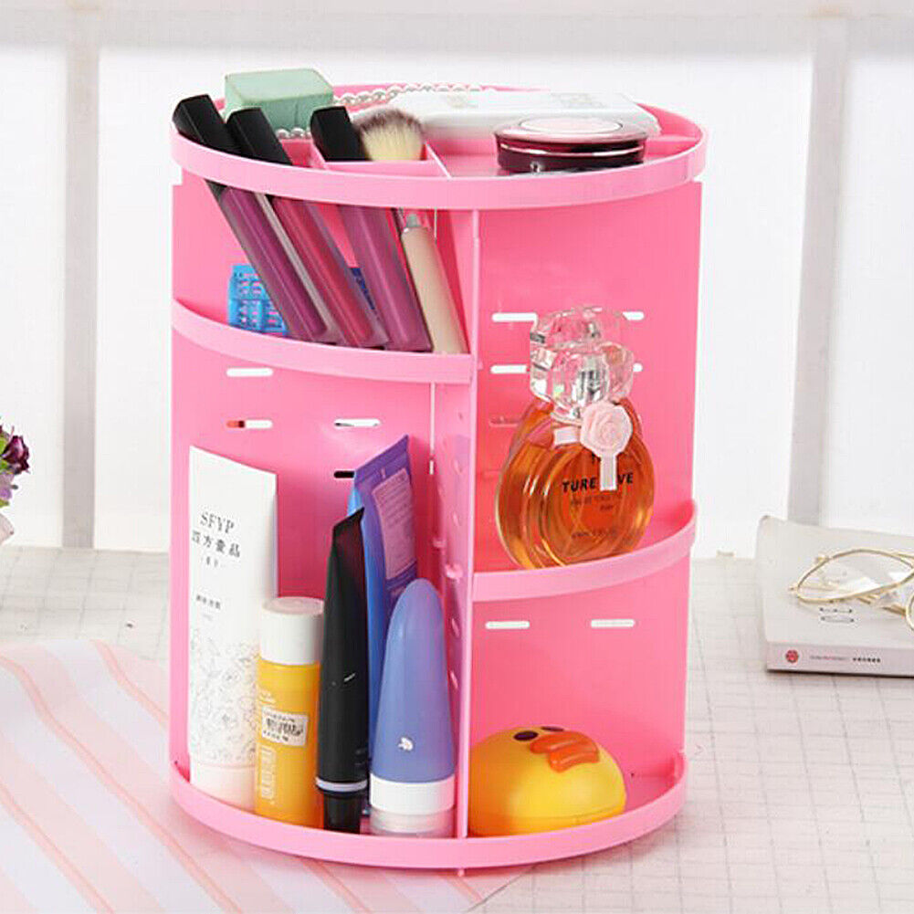 360 Degree Rotating Cosmetic Makeup Organizer Storage Box Lipstick Shelf Display