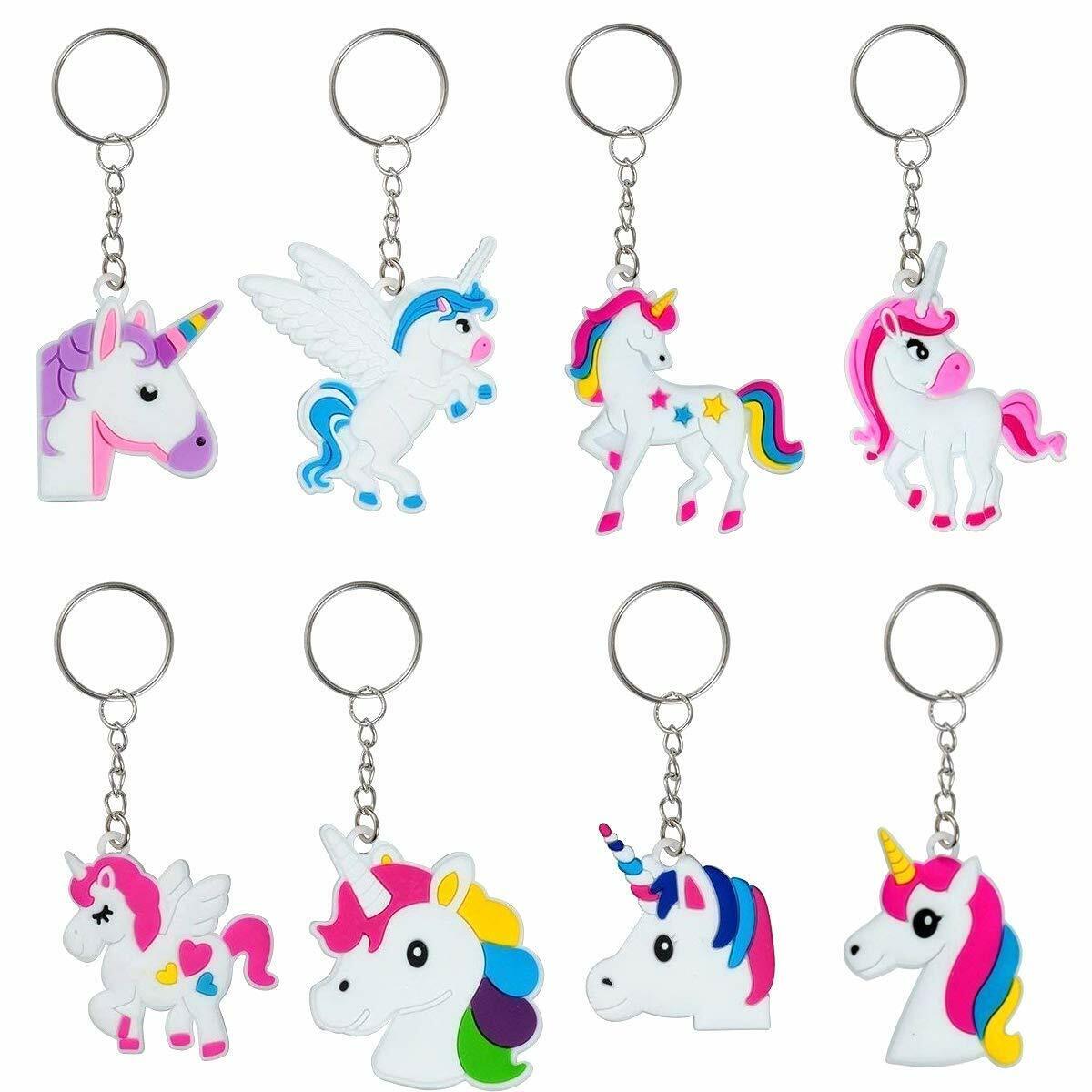 US 48Pcs PVC Unicorn Horse Keychain Keyring Handbag Key Ring Bag Charm Pendant