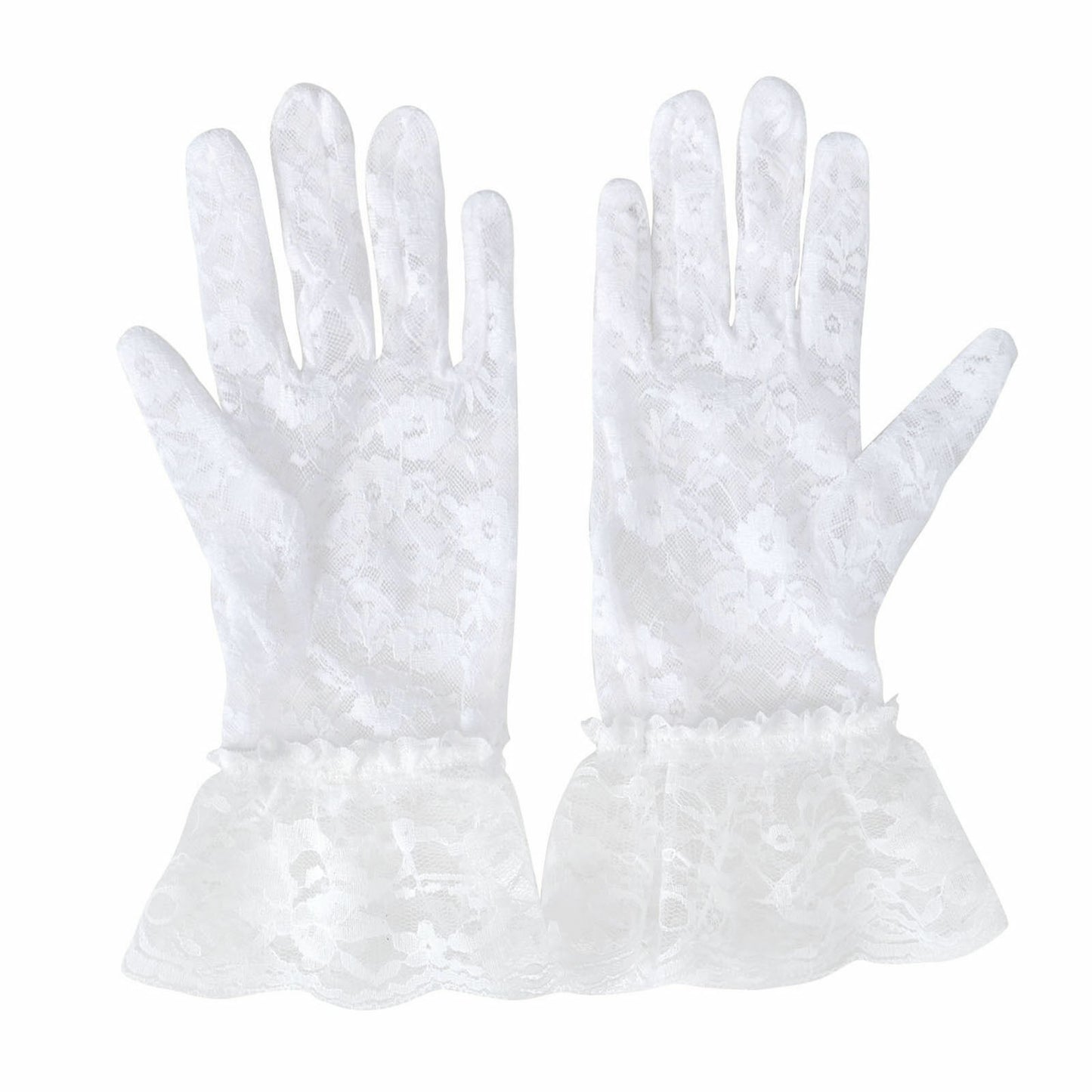 US 1-2 Pairs Sexy Lace Wrist Length Gloves w/ Ruffle Bride Wedding Prom Anti UV