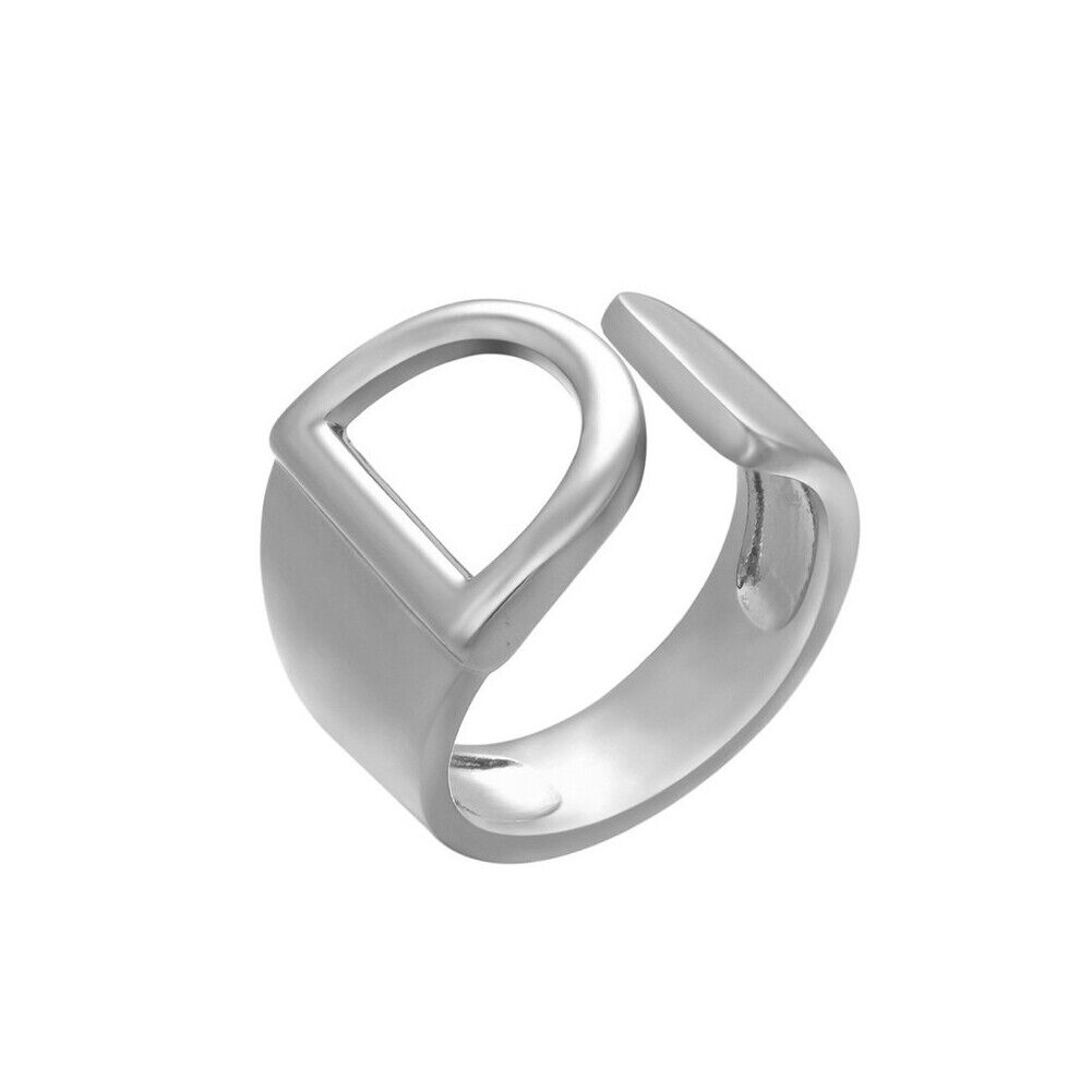 US Alphabet Letter A to Z Resizable Knuckle Ring Initial Gold Silver Letter Ring
