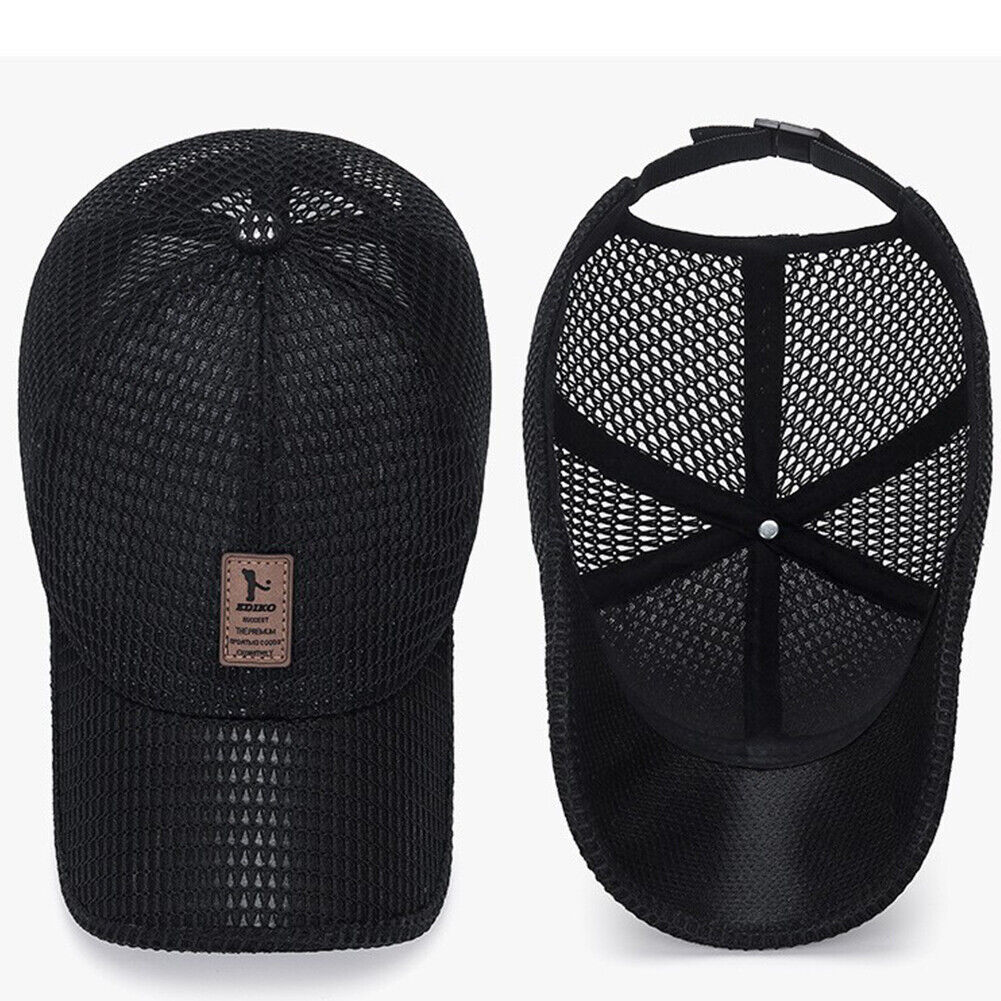 US 1-2 Pcs Men's Mesh Baseball Cap Snapback Sun Protection Breathable Sports Hat