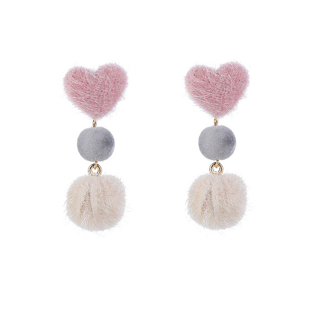 US Pom Pom Flower Balloon Daisy Vintage Heart Cat Star Fruit Earrings /Ear Clips