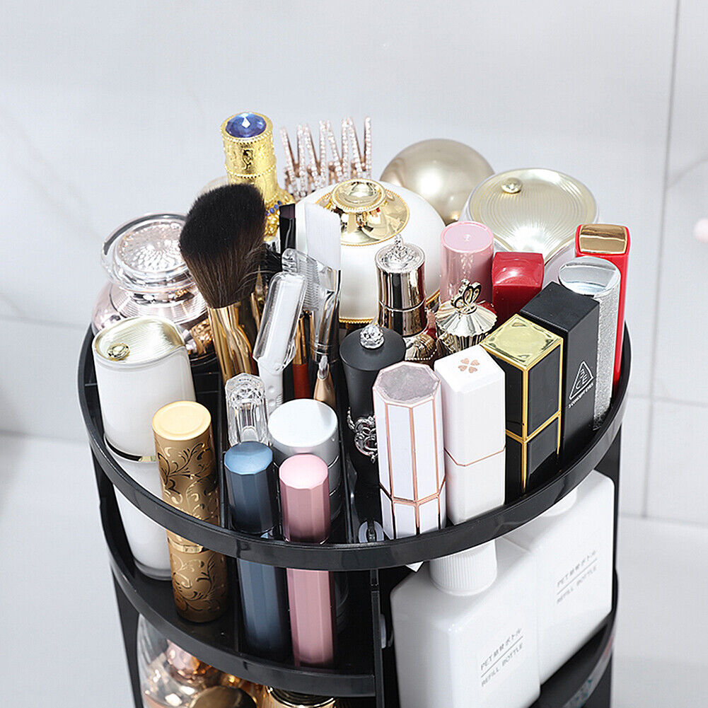 360 Degree Rotating Cosmetic Makeup Organizer Storage Box Lipstick Shelf Display