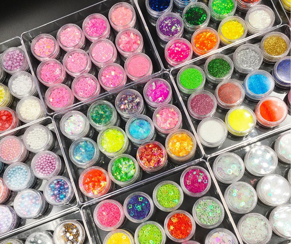 12 Pack Nail Art Glitter Powder Pieces UV Gel Acrylic Sequins Decoration Tips