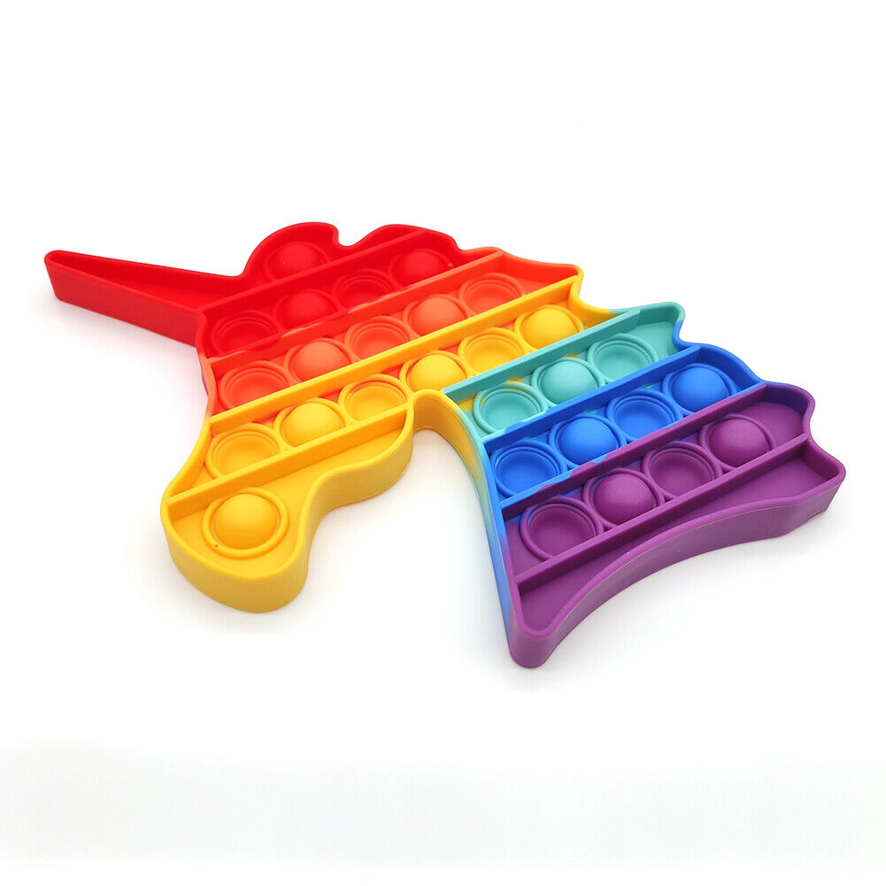 US Push Pop Bubble Silicone Sensory Fidget Rainbow Toy Autism Stress Relief Game