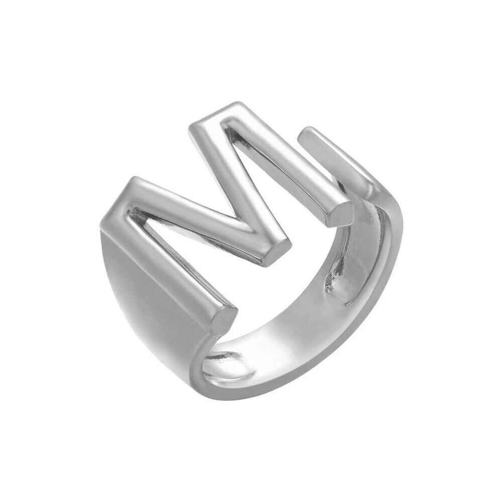 US Alphabet Letter A to Z Resizable Knuckle Ring Initial Gold Silver Letter Ring