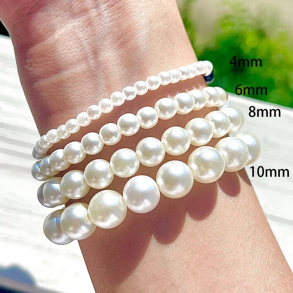 Magik Custom Name Bracelet High Luster Imitation Pearl Stackable Mama Bracelet