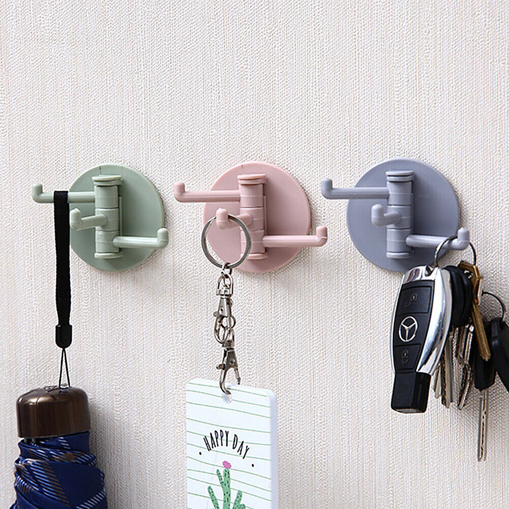 US 12-24PC Colorful 3-Hooks Self-adhesive Wall Hooks Hanger Kitchen Bathroom