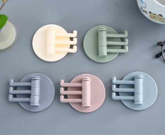 US 12-24PC Colorful 3-Hooks Self-adhesive Wall Hooks Hanger Kitchen Bathroom