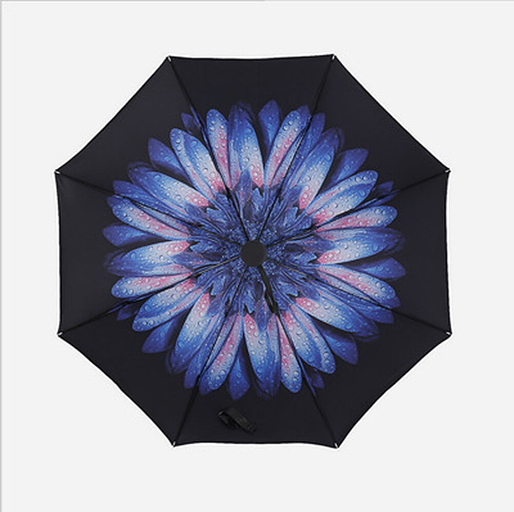 50+ Anti-UV Sun Rain Protection Windproof Flower Parasols 3 Folding Umbrella