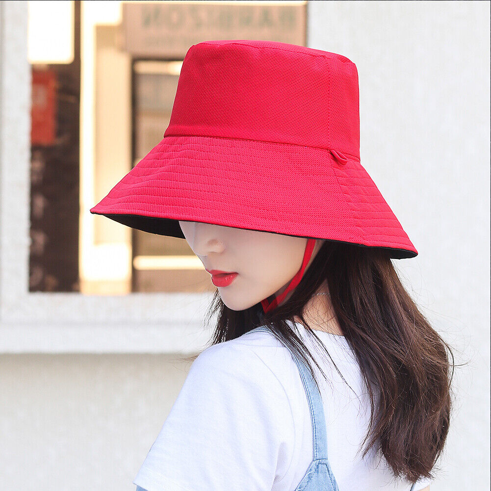 US UV Protection Double-Sided Wide Brim Bucket Hat Sun Hat Beach Fisherman Cap