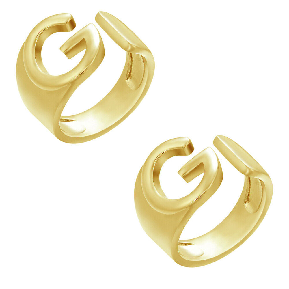 US Alphabet Letter A to Z Resizable Knuckle Ring Initial Gold Silver Letter Ring