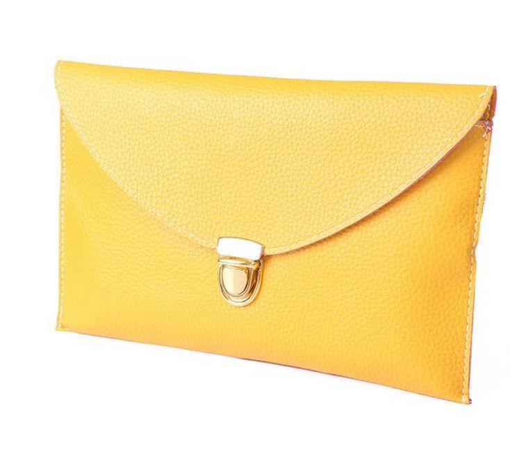 Fashion Leather Envelope Clutch with Drop-in Chain Shoulder Strap