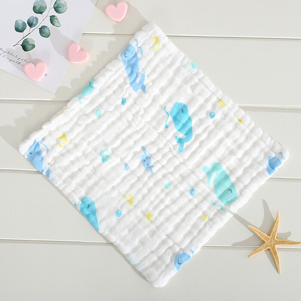 US 10-20 Baby Muslin Washcloths 12''x12'' Cotton Reusable Wipes Bath Bibs Towels