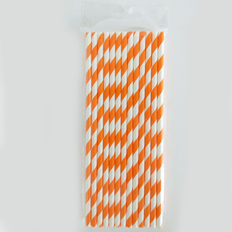 US 100~200 Bulk Packed Paper Straws Pattern Color -Biodegradable FDA Approved