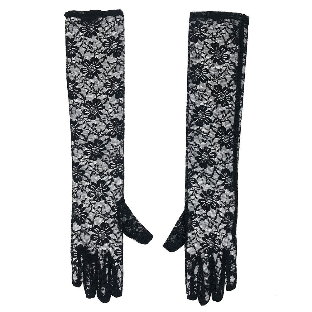 US Sexy Lace Gloves Thin Long Bride Wedding Party Arm Elbow Prom Driving 19.7''