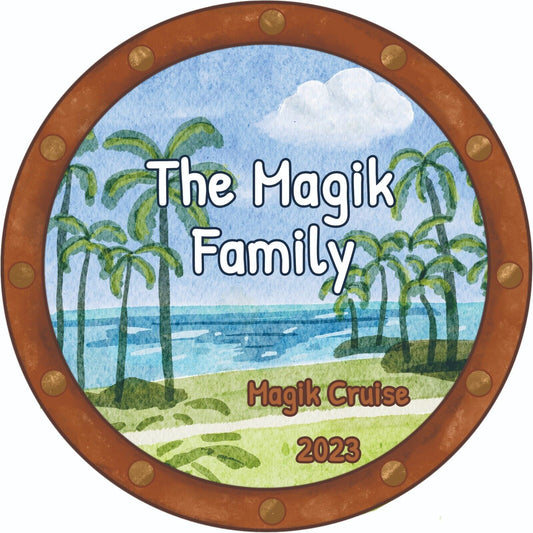 US Custom Cruise Ship Magnet Stateroom Door 8" Beach Sea Tree Watercolor Style