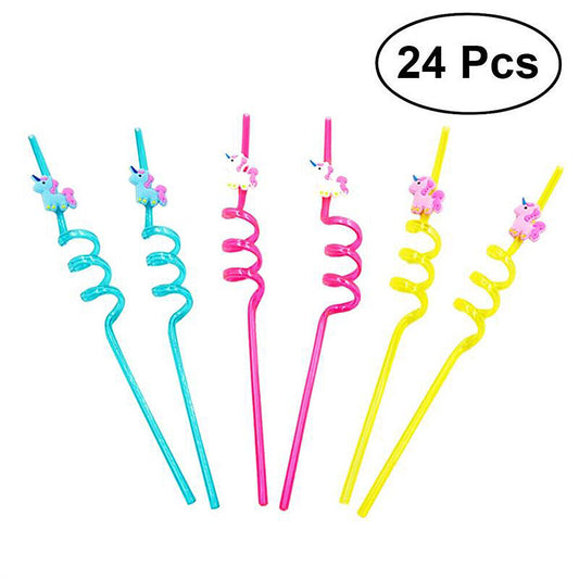 US 24Pcs Reusable Unicorn Alpaca Mermaid Straws Daughters Girls Party Favor Kids