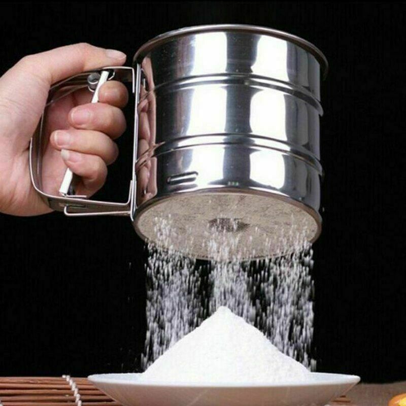 US Stainless Steel Mesh Flour Icing Sugar Sifter Sieve Strainer Cup Baking Tool